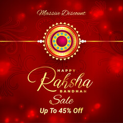 Raksha Bandhan Sale With Up To 45% Off. Rakhi (Wrist Band) Sale. Vector Illustration. Amazing Rakhi Design. Massive Discount.