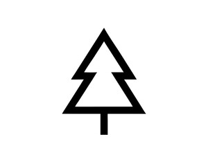 Pine Tree Outline - Triangular Silhouette on Solid Yellow Backdrop