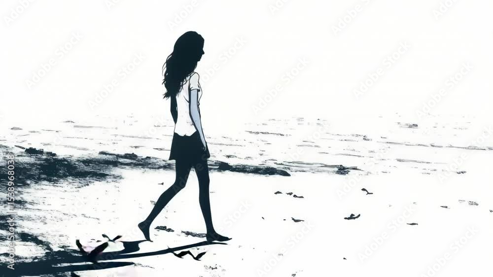 Poster a person standing by the ocean with waves in the background