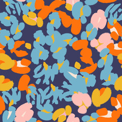 Floral colorful seamless pattern with abstract flowers. Vector background, design, print