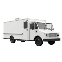 Naklejka premium White Food Truck on Display, Ideal for Mobile Catering and Events on transparent background