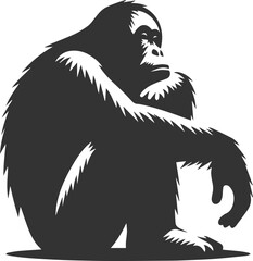 Vector illustration of a orangutan animal drawing silhouette