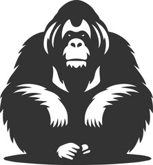 Vector illustration of a orangutan animal drawing silhouette