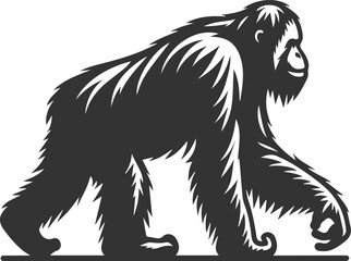 Vector illustration of a orangutan animal drawing silhouette © LUTHFAN NAHAR LABONY
