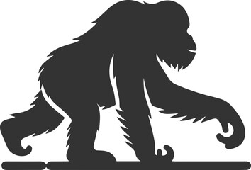 Vector illustration of a orangutan animal drawing silhouette