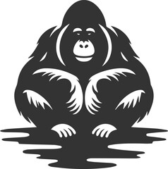 Vector illustration of a orangutan animal drawing silhouette