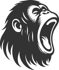 Vector illustration of a orangutan animal drawing silhouette