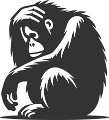 Vector illustration of a orangutan animal drawing silhouette © LUTHFAN NAHAR LABONY