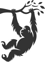 Vector illustration of a orangutan animal drawing silhouette