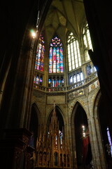 Filtering light inside Prague cathedral, Czech Republic