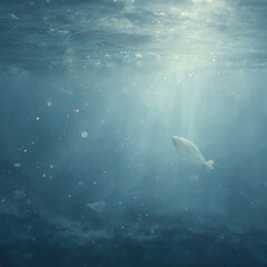 Fototapeta premium Underwater Scene With Glowing plastic Fish