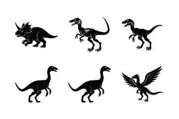Dinosaur silhouette bundle design.