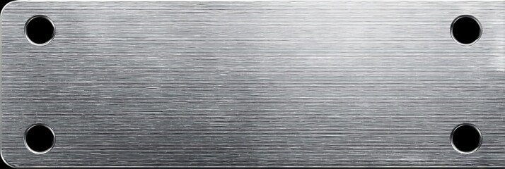 Brushed metal rectangle with four evenly spaced holes