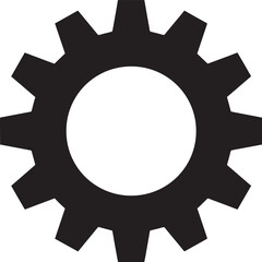 Gear Rotation Silhouette in Black | Industrial Cog Icon Illustration Vector Format