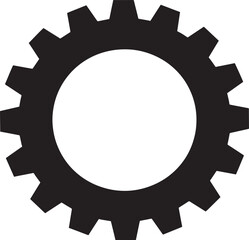 Gear Rotation Silhouette in Black | Industrial Cog Icon Illustration Vector Format