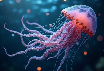 Fototapeta premium The Deep Sea Roaming of Dreamy Jellyfish