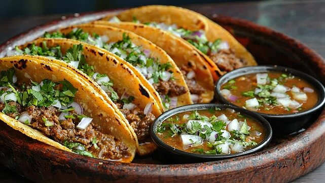birria tacos with a rich spicy broth for dipping mexican cuisine video