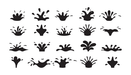 Water Splash Vector Silhouettes Set. Liquid Splatter and Wave Elements Collection. Victor illustration eps 10