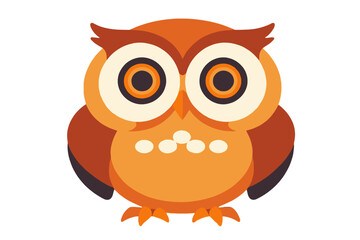 Fototapeta premium Cute Cartoon Owl Illustration- Orange and Brown Owl Graphic- Animal Clipart for Kids- Vector Owl Design- Fun Owl Character Image- Owl with Big Eyes- Colorful Owl Art