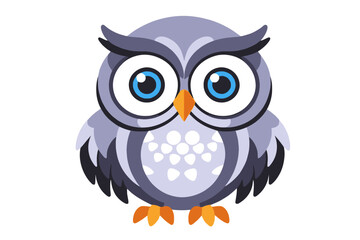 Obraz premium Cute Cartoon Owl Illustration- Owl With Big Eyes- Owl Clipart for Kids- Funny Owl Character- Adorable Owl Design- Playful Owl Vector Art