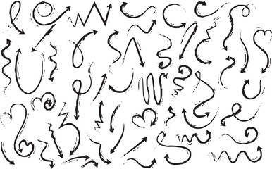 Hand-drawn arrow icon set. A collection of curved