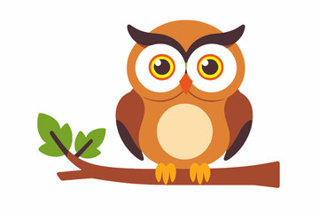Obraz premium Cute Owl Illustration-Cartoon Owl on Branch-Owl Clip Art for Kids-Animal Illustration-Forest Animal Artwork-Funny Owl Picture for Prints-Owl Design for Crafts