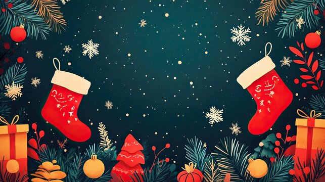 A festive Christmas card design evokes the warmth and joy of the holiday season, featuring holiday-themed elements and vibrant colors to spread cheer and happiness.