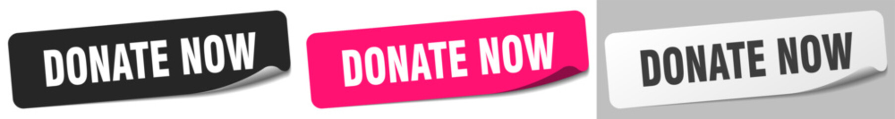donate now sticker. donate now sticker set on white background