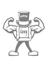 super geek personnage touche muscle
