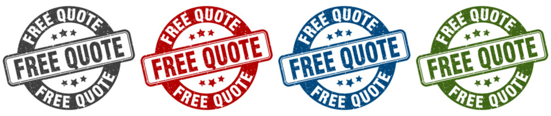 free quote stamp. free quote round stamp set isolated on white background