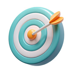 3D Target Icon with Dart Representing Business Goal or Accuracy Concept