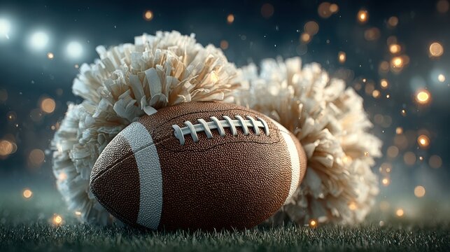 Exciting football and cheerleading gear on a vibrant field during a night game event