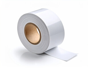 Blank White Label Roll on White Background