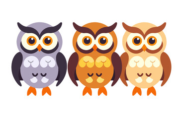 Fototapeta premium Cute Cartoon Owls Illustration- Whimsical Trio of Owls- Funny Animal Vector Art- Colorful Owls Design for Kids- Owl Graphic Design- Owl Clipart for Crafts