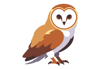Barn Owl Illustration-Cute Cartoon Owl-Stylish Bird Design-Vector Graphics of a Brown and White Owl-Wildlife Artwork-Owl Clipart-Animal Illustration