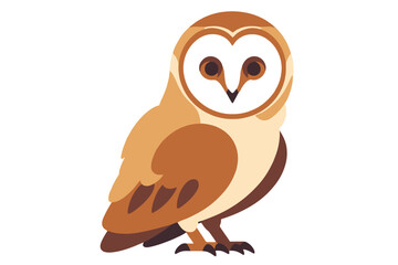 Obraz premium Cute Cartoon Barn Owl Illustration-Stylized Owl Design for Kids-Adorable Bird Graphic for Educational Projects-Owl Art for Nature Lovers