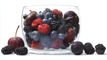 Glass vase with assorted fruits