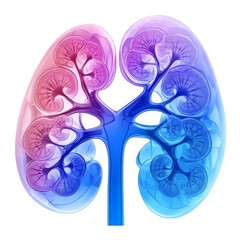 Human Kidney Anatomy: Artistic Render of Organ Structure with Transparent Layers and Detailed Internal Components, Illustrating Urological Function