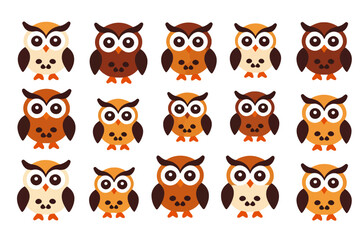 Obraz premium Cute Cartoon Owls Illustration-Adorable Owl Pattern-Perfect for Kids Crafts-Download Now and Bring Charm to Your Design Projects-Vector Illustration Included