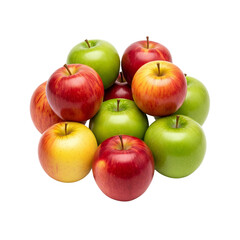 Pile of red and green apples isolated on white