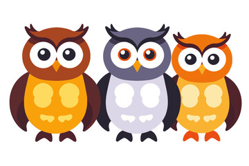 Obraz premium Cute Cartoon Owls Illustration - Funny Colorful Owl Characters for Kids - Educational Animal Graphics for Children - Cheerful Owls Clipart