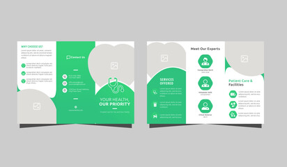 Modern Healthcare Trifold Brochure Design. Hospital, clinic Branding Vector Layout Design. Professional Brochure Layout.