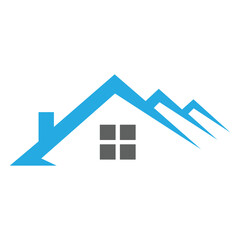 House with mountain peaks logo vector illustration