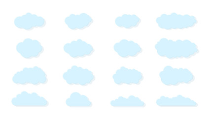 Paper cut cloud icons on transparent background. Collection. PNG illustration