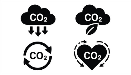 CO2 Emission and Carbon Reduction Icon Set Vector