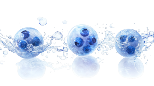Mystical levitating shimmering blueberry orbs with ethereal mist isolated on transparent background  - Powered by Adobe