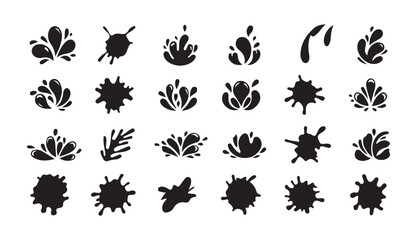 Water Splash Vector Silhouettes Set. Liquid Splatter and Wave Elements Collection. Victor illustration eps 10