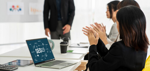 SEO search engine optimization for modish e-commerce and online retail business showing on computer screen