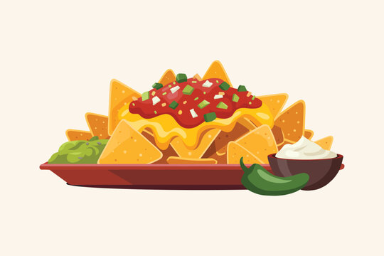 nachos with cheese, salsa, and toppings clip art preview