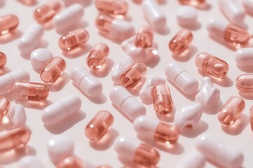 red pills on white background